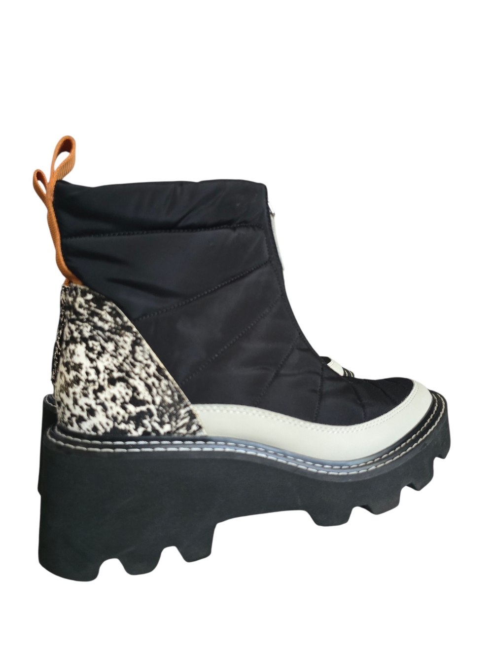 Dolce Vita Helki Women's Black and White Quilted Zip Front Boots | Size 8.5 - Picture 4 of 15